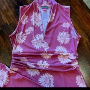 Vince Camuto Mauve & Pink Floral V-Neck Maxi Dress Size M